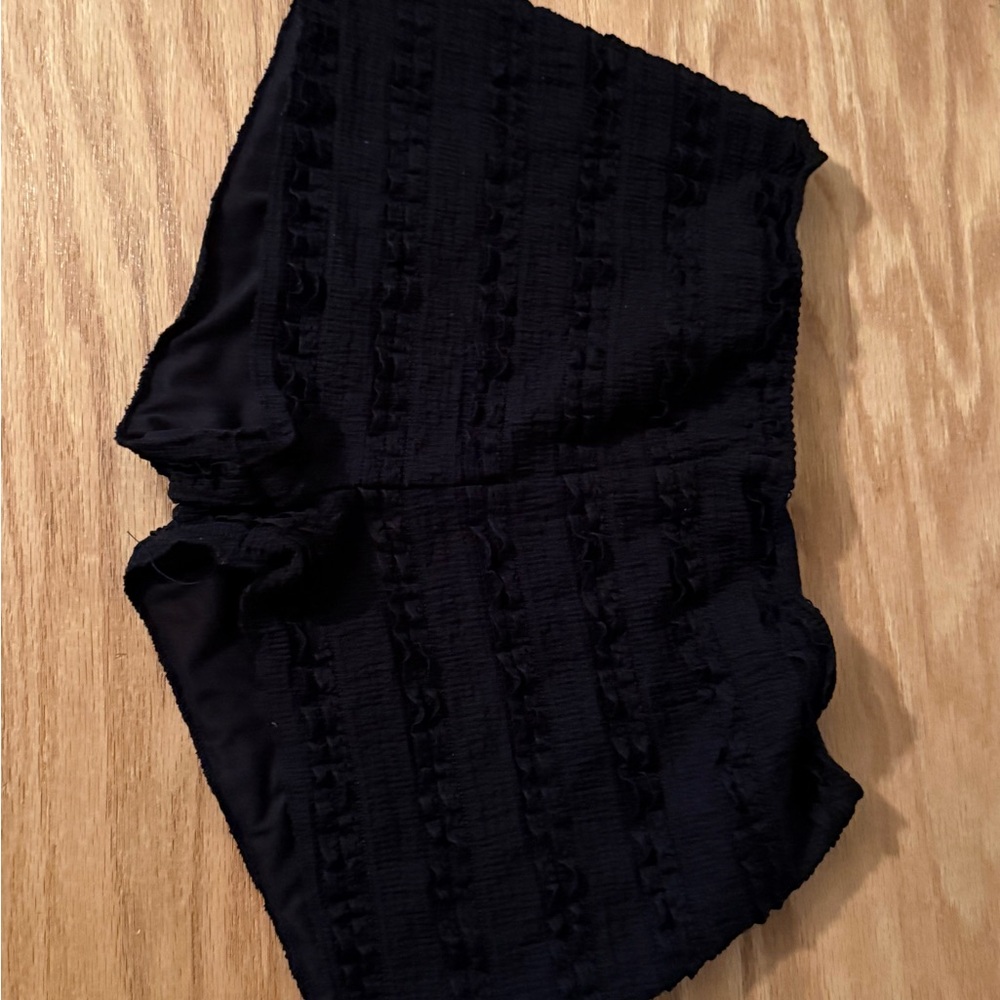 Women's Black Textured Shorts